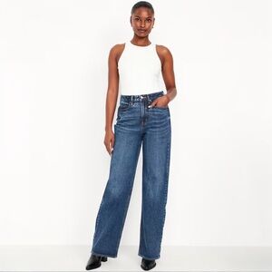 Old Navy Curvy Extra High-Waisted Wide-Leg Jeans NWT 4 Tall Dark Wash